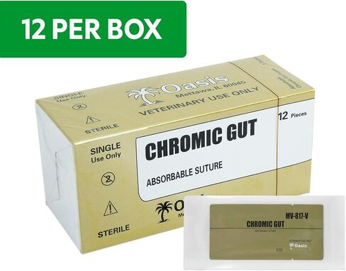 Oasis Vet Pet Gut Suture الجراحية ، 0 ، (CP-1) 1/2 36 مم إبرة قطع عكسية ، 75 سم ، 12/صندوق ، الاستخدام البيطري in Saudi Arabia