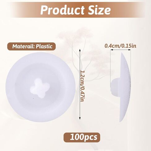 100 PCS CAPS ، حماية المسمار CAP CAP البلاستيك غطاء ثقب المسمار ذاتي التغلب على غطاء المسمار المسمار تركيبات الأثاث للخزانة ، خزانة الكتب ، مجموعة خزانة الأحذية المسمار in Saudi Arabia