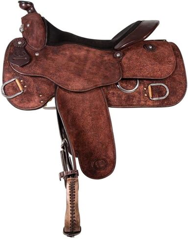 Chocolate Roughout Classic Work Saddle | Premium Roughout Leather | Balanced & Comfortable | Close Contact Cutout | Easy Change Fenders in Saudi Arabia