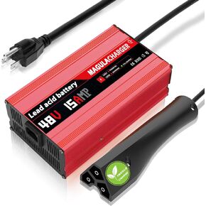 48 Volt 15 AMP Golf Cart Battery Charger for EZGO RXV&TXT, with Trickle Charge, Automatic Charging Stop, 4-6 Hour Full Charge, Golf Cart Charger 48 Volt RXV-Plug, Only 5.5Lbs