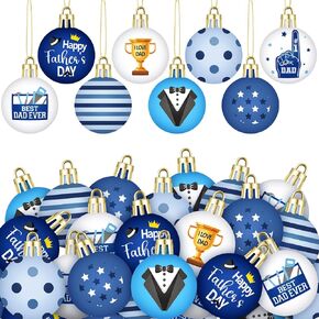 Civaner 40 Pcs 1.97'' Happy Father's Day Balls Ornaments for Tree Best Dad Ever Hanging Balls Ornaments Dad Birthday Gifts Hanging Decorations Father's Day Party Decor Supplies (Mother)