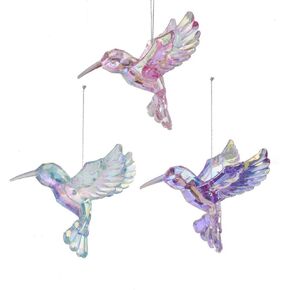 Iridescent Hummingbird Ornaments, 3 Assorted