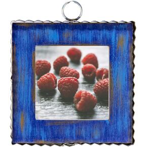 The Round Top Collection – Mini Bucket of Geraniums Print, 6" x 1" x 6", Metal & Wood, Patriotic and Elegant Decorative Hanging Ornament