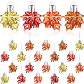 Funtery Fall Maple Leaf Ornaments Thanksgiving Maple Leaf Hanging Pendant Small Tree Hanging Ornament for Fall Thanksgiving Tree, Table, Party Hanging Home Decorations (24 Pcs)