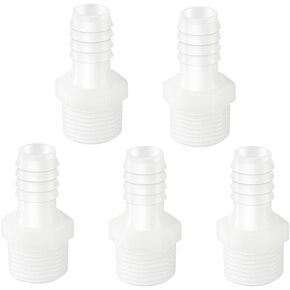 Quickun Plastic Hose Barb Fitting, 1/4" Barb to 1/8" Male Thread White Adapter Union Fitting (Pack of 5)