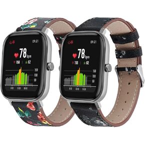 FitTurn Compatible with SKG V7 Pro Fitness Tracker Bands, Replacement Unique Pattern Leather Quick Release Watch Band Strap for SKG V7 Pro Fitness Tracker Women Men