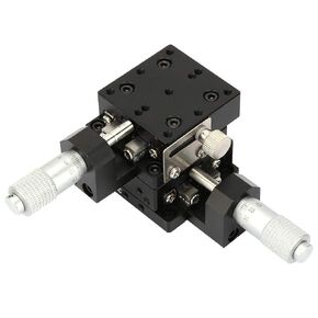 XY Linear Stage, Keenso SEMY40-AC Micrometer Manual Precision Linear Translation Stage Displacement Trimming Bearing Sliding Table Cross Roller Guide XY Axis 40x40x40mm Platform Size