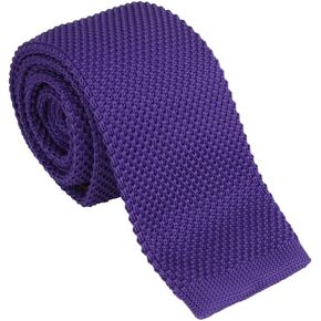 Dan Smith Solid Classic Slim Knit Tie Poly Square-Cut Finish Skinny Knit Neck Tie