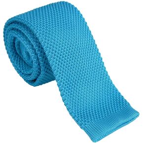 Dan Smith Solid Classic Slim Knit Tie Poly Square-Cut Finish Skinny Knit Neck Tie