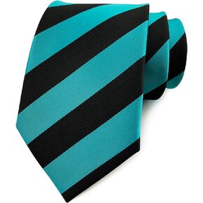 Elfeves Men's Big Boy Striped Ties Smooth Graduation Formal Wedding Suit Necktie