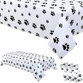 3 Pack Plastic Puppy Paw Patrol Print Tablecloth Large Size Disposable Rectangular Table Covers for Dog Themed Birthday Party Supplies Dog Lover Dining Room Kitchen Decor 2*M+L