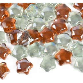 Seashell Starfish Glass Vase Filler Decorative Stars Shells Shape Premium Glass Beads Gems Aquarium Pebbles Decorative Table Scatter Decor 1.3 LB 40 PCS