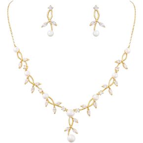 Bridal Wedding Jewelry Set Pendant Necklace and Dangle Earring Sets for Women Girls