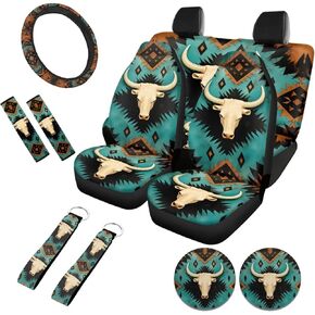 Aztec Car Seat Covers Goat Steering Wheel Cover Interior Set Southwestern Navajo Seat Cover Front Back Seat Cover Seat Western Belt Cushion Cup Holder Wristlet Keychain Lanyard
