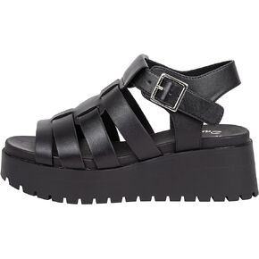 ~ KAROL ~ Womens Open Toe Fisherman Multi Strap Gladiator Platform Heeled Sandals