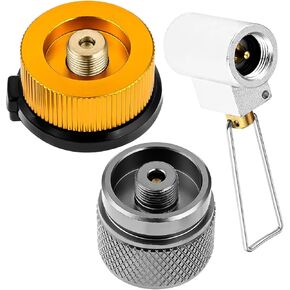 3PCS Camping Stove Gas Refill Adapter Set, Propane Isobutane Butane Valve Converter, Refill Gas Shifter Universal Bottle for Camping Grill