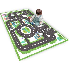 Kid Rug Carpet playmat for Toy Cars and Trains,Road Traffic Kids Play Area Rug,City Life Town Play Mat for Playroom Bedroom Boys,Children's Educational Fun Throw Rug with Rubber Backing 31X47IN