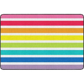 Flagship Carpets Schoolgirl Style Hello Sunshine Bright Rainbow Striped Classroom Area Rug for Indoor Classroom Learning or Kid Bedroom Educational Play Mat, 5'x7'6", Multi