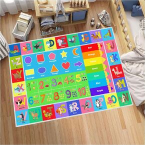 Kids ABC Educational Rug, Numbers, Animals, Alphabet, Shapes and Color Learning Fun Game Carpet, Non-Slip Washable Playmat for Children Room, Playroom, Classroom(2.6×3.9ft/31×47in)