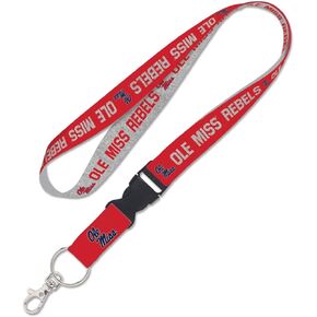 METERO Caseys Mississippi Rebels Ole Miss Lanyard with Detachable Buckle 1" Width - Heathered/Jersey Print