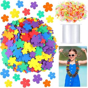 Wettarn Hawaiian Lei Making Craft Kit Makes 24 Foam Flower Necklace EVA Flower Shape Foam Luau Crafts DIY Floral Lei Necklace for Hawaiian Luau Tropical Party Decoration DIY Craft Decor