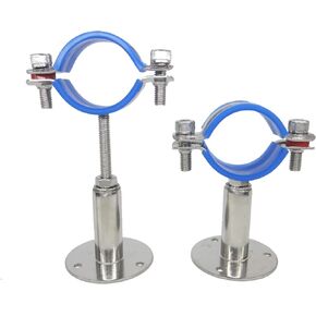 Stainless Steel Wall Mount Ceiling Mount Pipe Supports, Adjustable Pipe Bracket Clamp Pipe Straps for Dia 32mm (1-inch) Pipe Tube, Set of 2