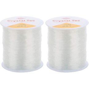 2 Rolls 0.7mm Clear Elastic String Crystal Stretchy Beading Thread Jewelry Cord for Bracelet, Necklace, Jewelry Making and Crafts (100 Meters/Roll)