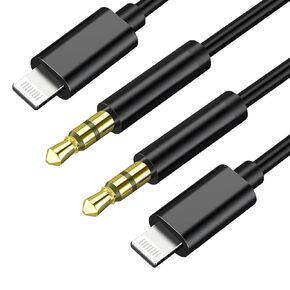 Aux Cord for iPhone, Lightning to 3.5mm Audio Cable 3.3FT [Mfi Certified] iPhone AUX Cord for Car Stereo, Speaker and Headphone Compatible with iPhone 14 13 12 11 XS XR X 8 7 6 iPad iPod (Black)