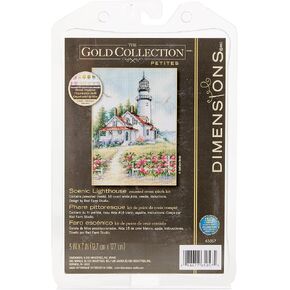 DIMENSIONS 6883 Gold Collection Counted Cross Stitch Kit, Beacon at Dawn, 18 Count Ivory Aida, 5'' x 7''
