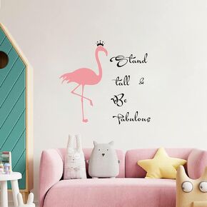 Aniaml Wall Decor Peel and Stick Wall Decals Pink Flamingo Wall Art for Girls Bedroom Cute Animal Wall Sticker for Baby Nursery Livingroom (AidenDDK61)