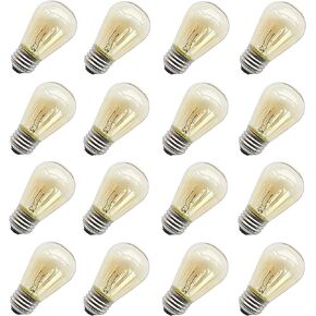 11 Watt Outdoor Light Bulbs, S14 Warm Replacement Bulbs for Outdoor Patio String Lights with E26 Base, Pack of 16