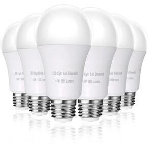 Dimmable LED Light Bulbs 100 Watt Equivalent,A19 14W E26 Medium Base,1500 Lumens Daylight 5000K(6-Pack) in Kuwait
