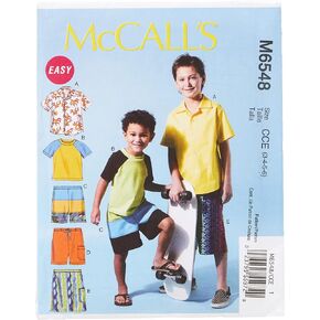 McCall's Patterns M6548 Children's/Boys' Shirt, Top and Shorts, Size CCE (3-4-5-6)