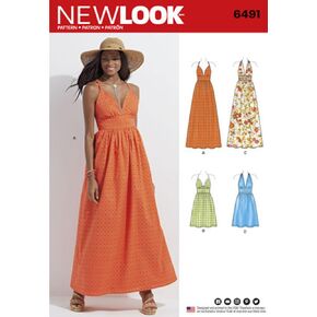 New Look Sewing Pattern D0560 // 6491 Misses' Dresses in Two Lengths with Bodice Variations Size A (10-12 - 14-16 - 18-20 - 22)