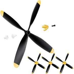 3 Sets Spare RC Plane Propellers 4 Blade Propeller Compatible with Mustang P51 RC Plane 4 Channel Remote Control Airplane 761-5, 761-5V2 with Propeller Savers Adapter (Red Nose)