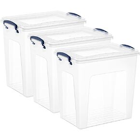 Superio Storage Bins with Lids- Clear Boxes for Organizing, Stackable Plastic Containers- BPA Free, Non-Toxic, Odor Free, Organizer for Home, Office, Dorm, 9.5 Qt, 3 Pack