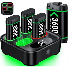 Rechargeable Battery Pack for Xbox One Controller, 4 x 3600mWh Xbox Controller Batteries with Fast Battery Charging Station for Xbox One/Xbox Series X|S, Xbox One S/X/Elite (1500mAh)