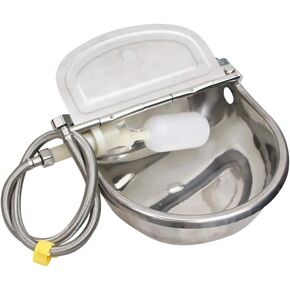 Automatic Water Trough Dog Feeder Bowl with 39" Length Pipe & Float for Cattle Horse Goat Sheep Animals Stainless Pet Livestock Tool