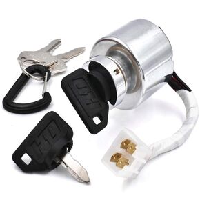 HD Switch Starter Ignition Key Switch Replaces Kubota 66101-55200 Fits TG1860G ZD18 ZD21 ZD28 ZD18F ZD21F ZD28F TG1860 BX1500 BX1800 BX1830 BX22D BX2200 BX23D BX2230 Includes 3 Keys & Free Carabiner
