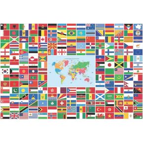 World Flag Banner International Flags Banner Country Flags Banner of the World with Iron Grommets for Backdrop Decoration