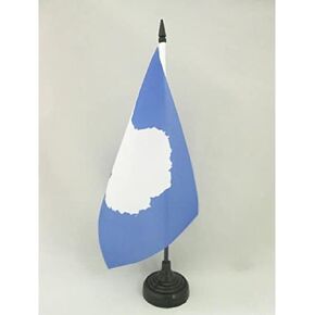 AZ FLAG Antarctic Table Flag 5'' x 8'' - Antarctic Continent Desk Flag 21 x 14 cm - Black Plastic Stick and Base