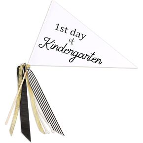 CINPIUK First Day of School Flag DIY 2023 Back to School Pennants, First Day of Kindergarten Flag with Ribbons Make Your Own School Photo Prop, White