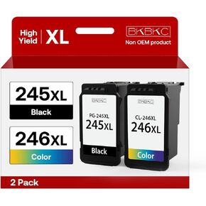 245XL 246XL Ink Cartridges Combo Pack for Canon Ink 245 and 246 Remanufactured for Canon PG-245XL CL-246XL for Canon Pixma MX492 TR4520 MG2522 TS3322 MG2500 TR4520 Printer (1Black, Tri-Color)