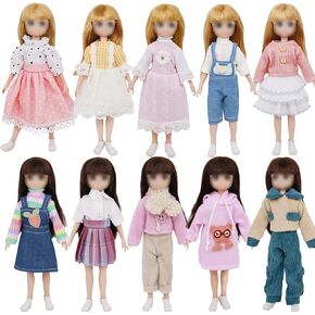 10 Sets Mini Doll Clothes Dress Outfits for 6-7 inch Girl Dolls Dress-up Accessories Kids Toys Birthday Gifts
