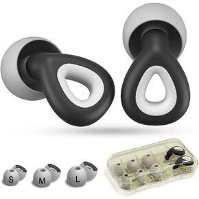 Ear Plugs for Sleeping Noise Cancelling, Comfortable Silicone Ear Plugs - High Fidelity, Reusable, Painless Sensation, Not Easily Detached, Waterproof (-35dB) (Black)