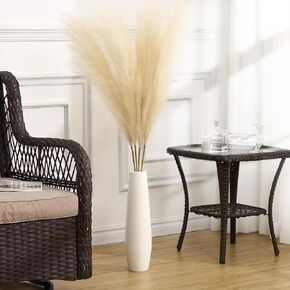 4 PCs Faux Pampas Grass Decor, 44 Inch Large Tall Fluffy Artificial Fake Flower Boho Decor, Bulrush Reed Grass for Vase Filler, Farmhouse Home Wedding Decor (Black)