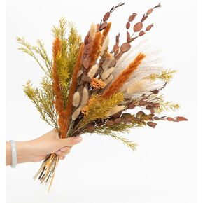 Natural Pampas Grass Bouquet | Boho & Western Wedding Decor Flowers Dried Pampas Grass Decor for Elegant Floral Arrangements, Home & Table Decorations Orange Flowers