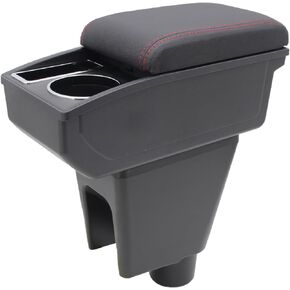 Car Armrest Box for Chevrolet Chevy Trax 2016 2017 2018 2019 2020 Auto Accessories Center Console Leather Arm Rest Double-Layer Storage Space with Cup Holder (Red Thread)