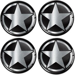 4 x 60mm 3D Domed Car Wheel Centre Center Off Road Rims Stickers Decals for Caps Vehicle Auto Tuning US Star Silver Emblem A 4160