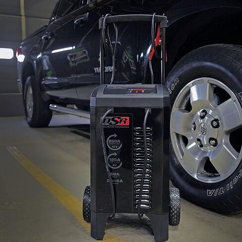 DSR131-250 أمبير (12 فولت) 125 أمبير (6 فولت) 50 أمبير 6 فولت/12 فولت برو شاحن بطارية السيارة الذكية - شاحن بطارية تلقائي بالكامل، صيانة البطارية وشاحن سيارة محمول للموزع + استخدام المتجر in Kuwait